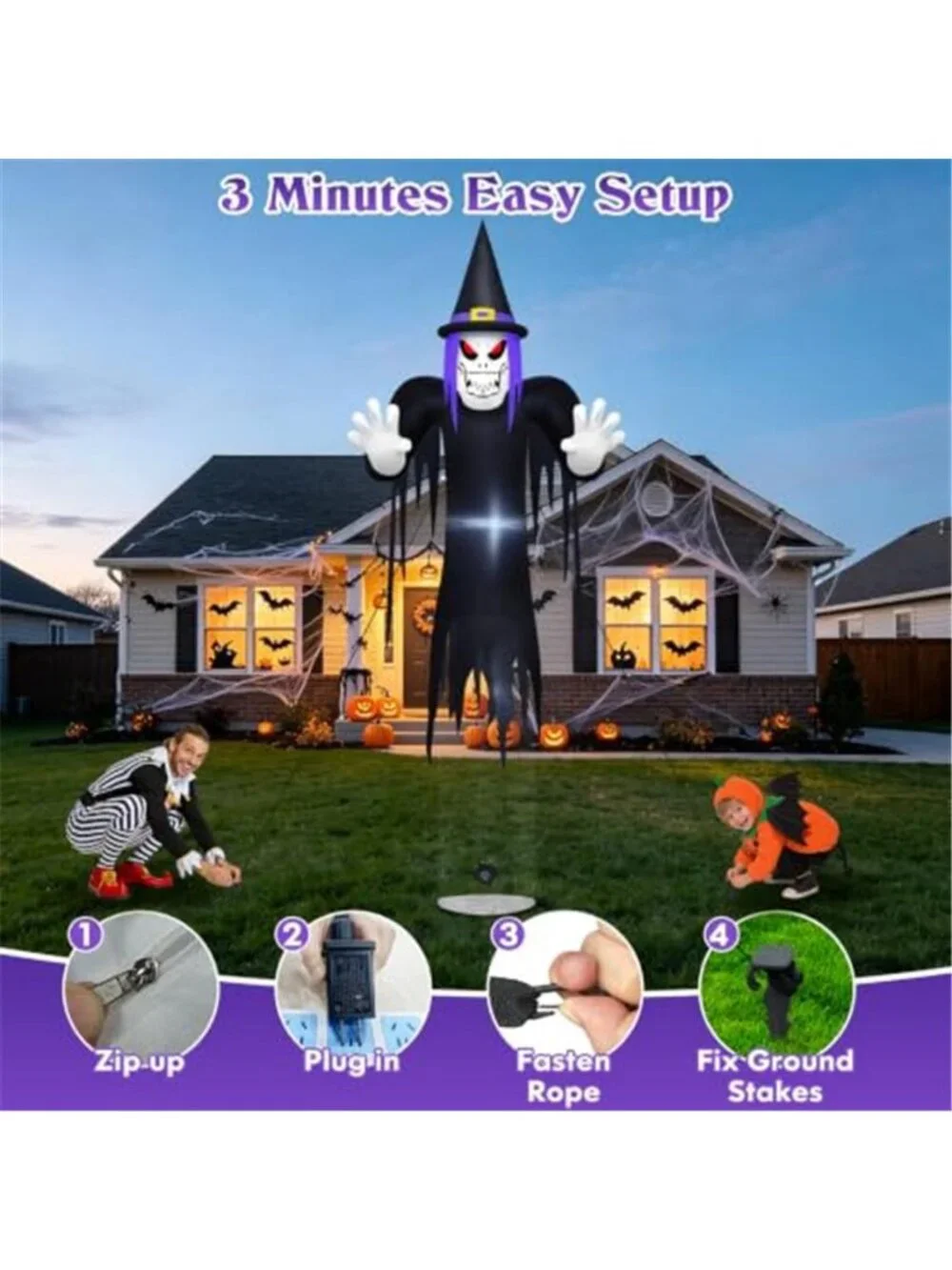 Danxilu 12FT Gaint Halloween Inflatable Floating Witch Outdoor Decoration